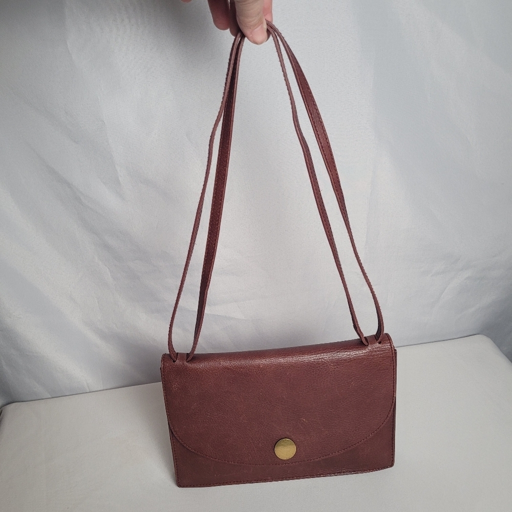 Madewell The Transport Burgundy Leather Flap Shoulder Crossbody Bag